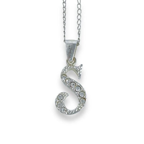 Cubic Zirconia "S" Pendant ONLY | Vintage SU Sterling Silver 925 - Picture 1 of 5